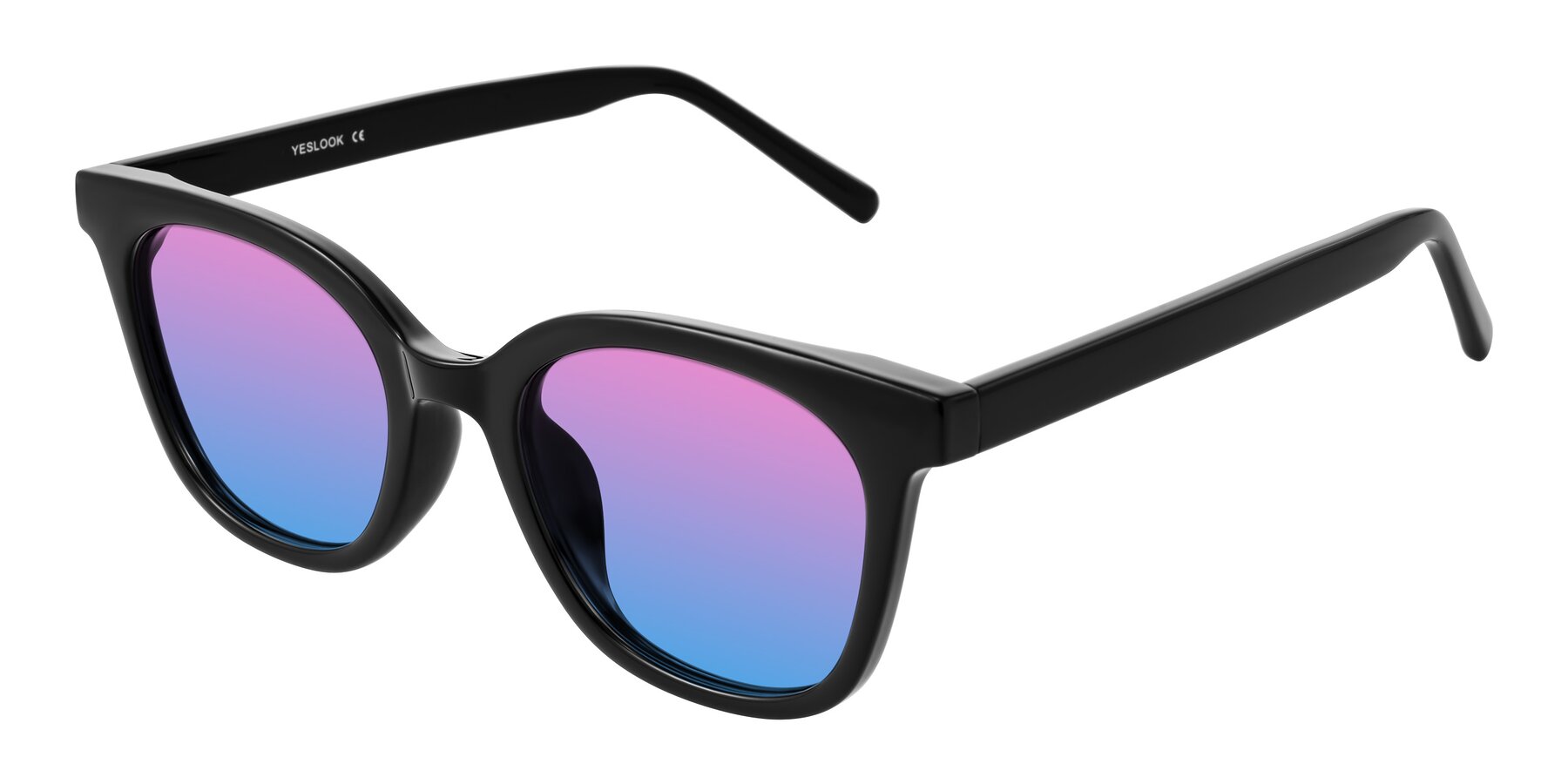 Angle of Jeromme in Black with Pink / Blue Gradient Lenses