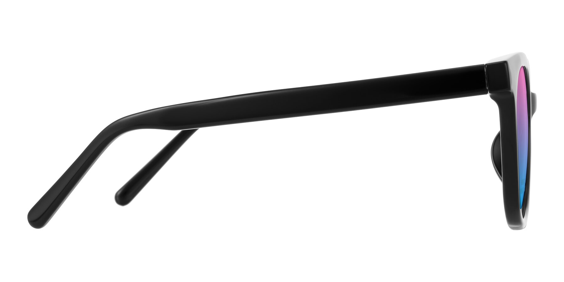 Side of Jeromme in Black with Pink / Blue Gradient Lenses