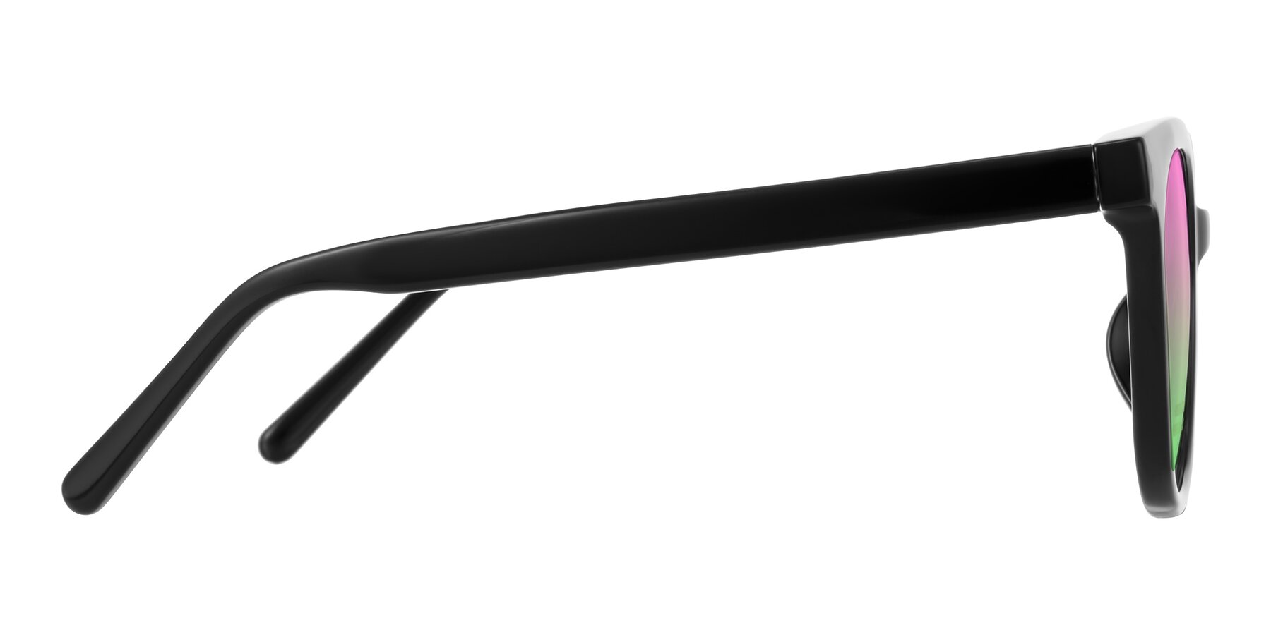 Side of Jeromme in Black with Pink / Green Gradient Lenses