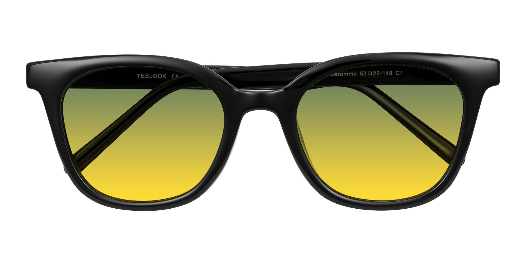 Folded Front of Jeromme in Black with Green / Yellow Gradient Lenses
