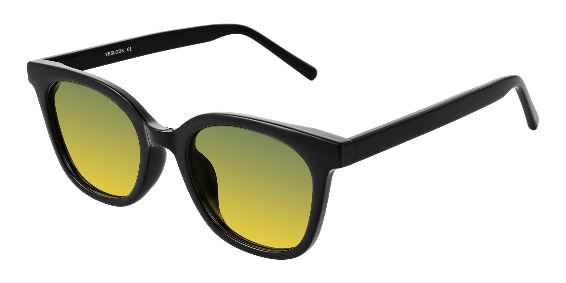Angle of Jeromme in Black with Green / Yellow Gradient Lenses