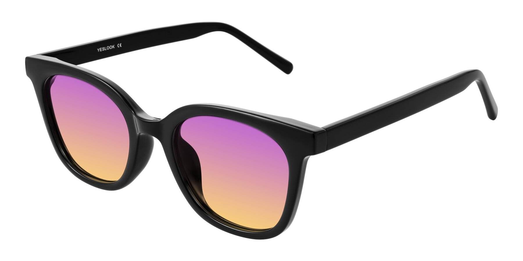 Angle of Jeromme in Black with Purple / Yellow Gradient Lenses