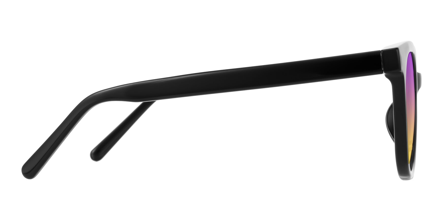 Side of Jeromme in Black with Purple / Yellow Gradient Lenses