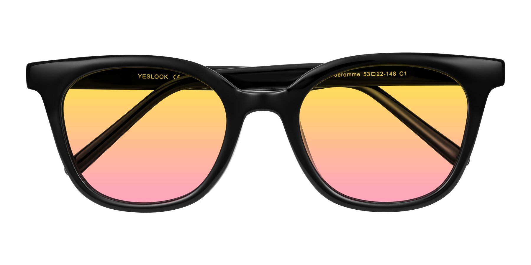 Folded Front of Jeromme in Black with Yellow / Pink Gradient Lenses