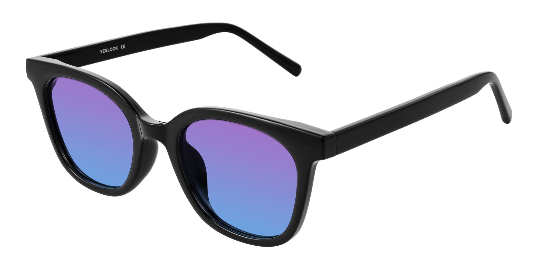 Angle of Jeromme in Black with Purple / Blue Gradient Lenses