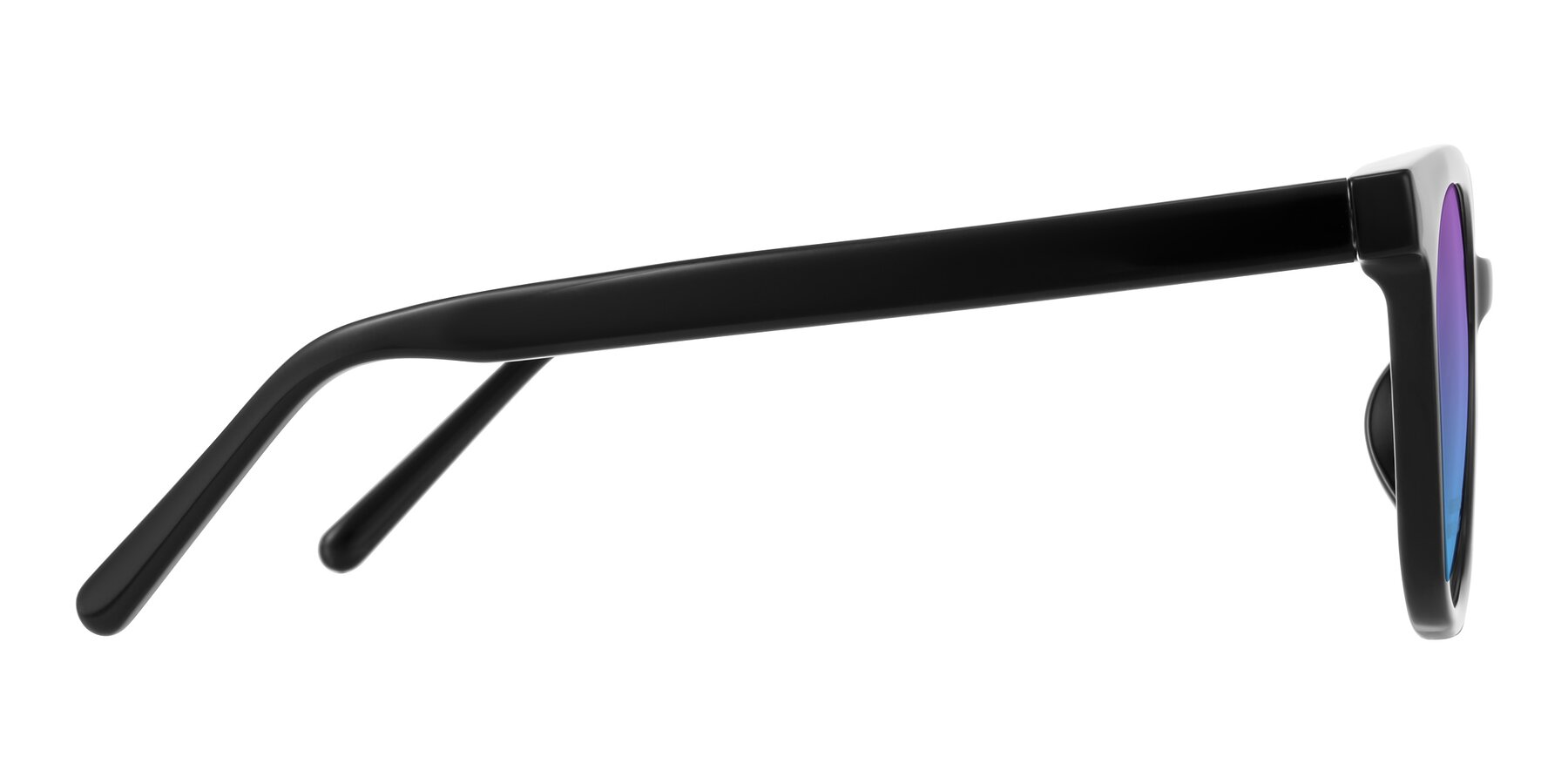 Side of Jeromme in Black with Purple / Blue Gradient Lenses