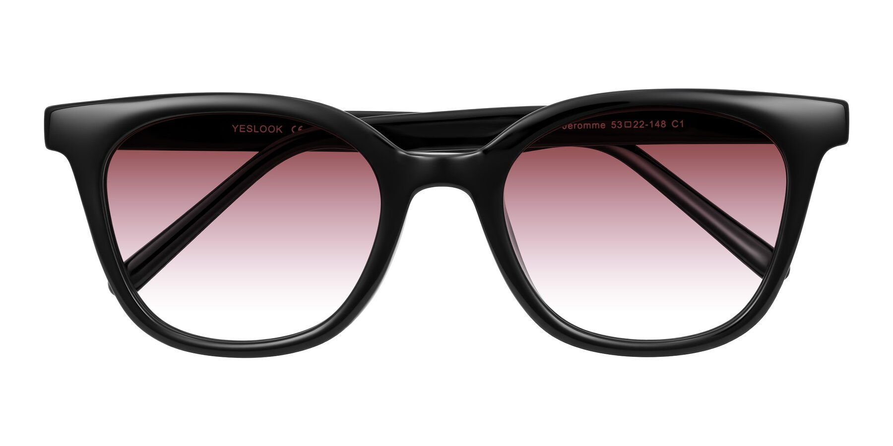 Folded Front of Jeromme in Black with Garnet Gradient Lenses