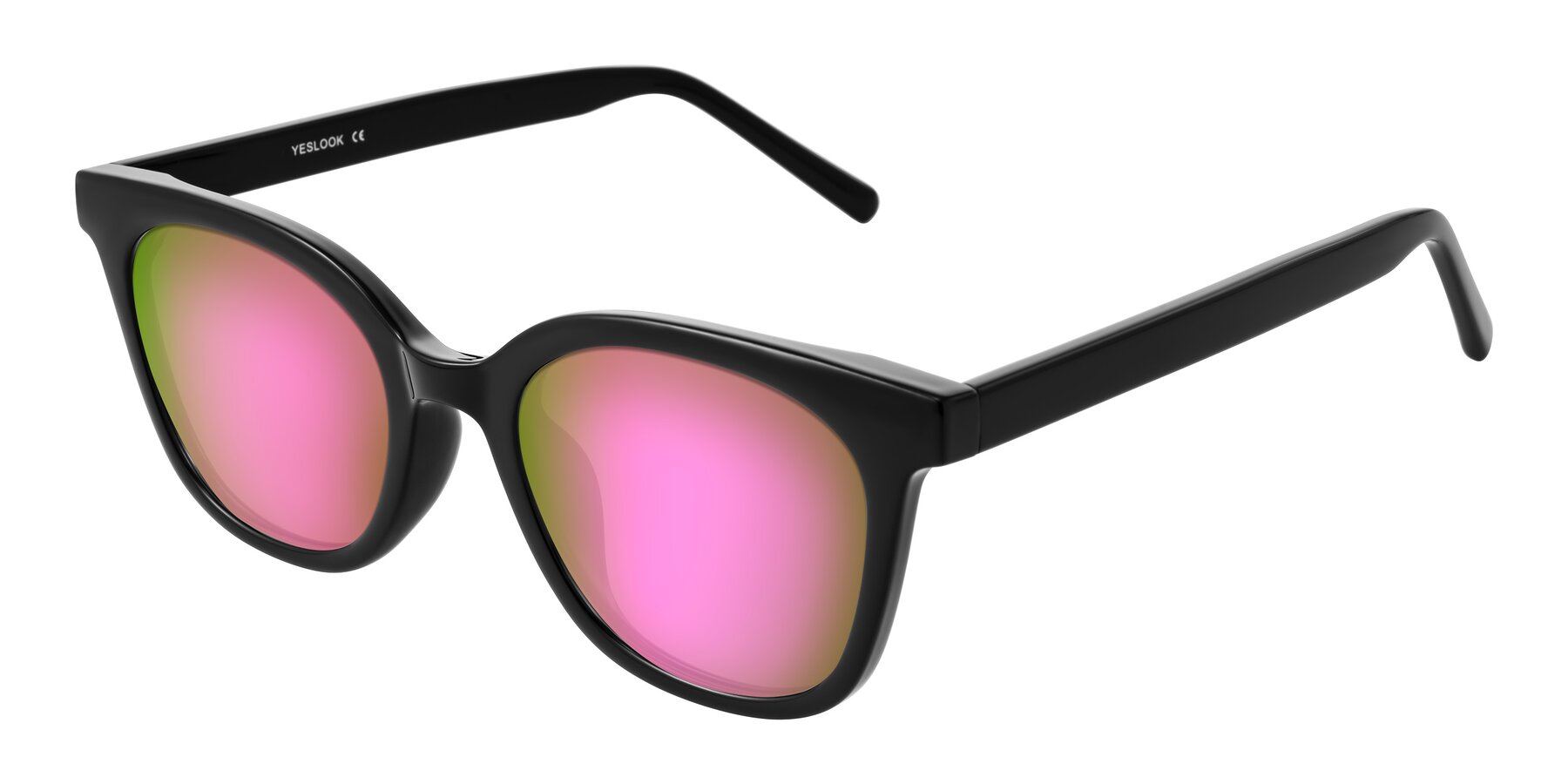 Angle of Jeromme in Black with Pink Mirrored Lenses