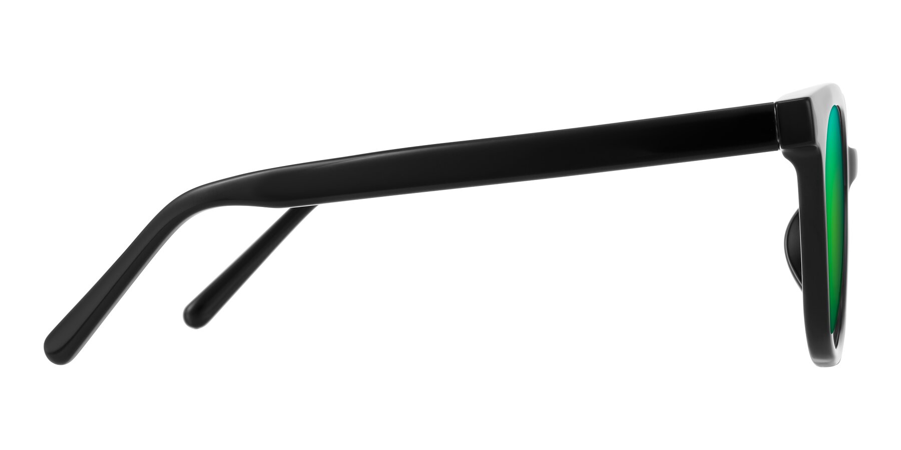 Side of Jeromme in Black with Green Mirrored Lenses