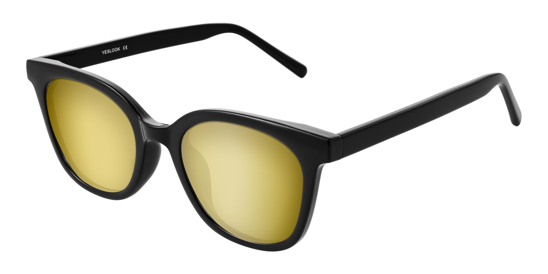 Angle of Jeromme in Black with Gold Mirrored Lenses