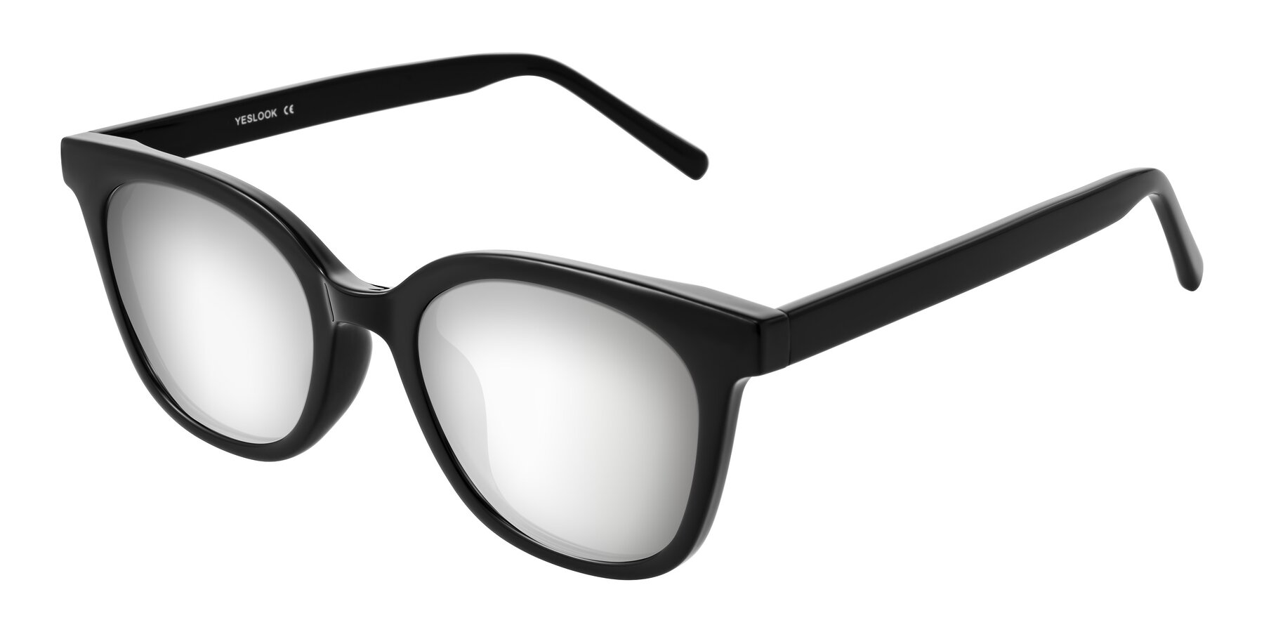 Angle of Jeromme in Black with Silver Mirrored Lenses