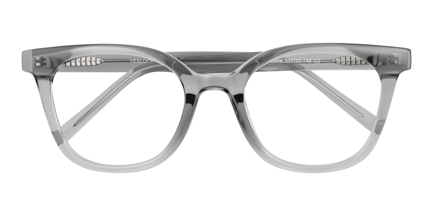 Folded Front of Jeromme in Transparent Gray with Clear Eyeglass Lenses