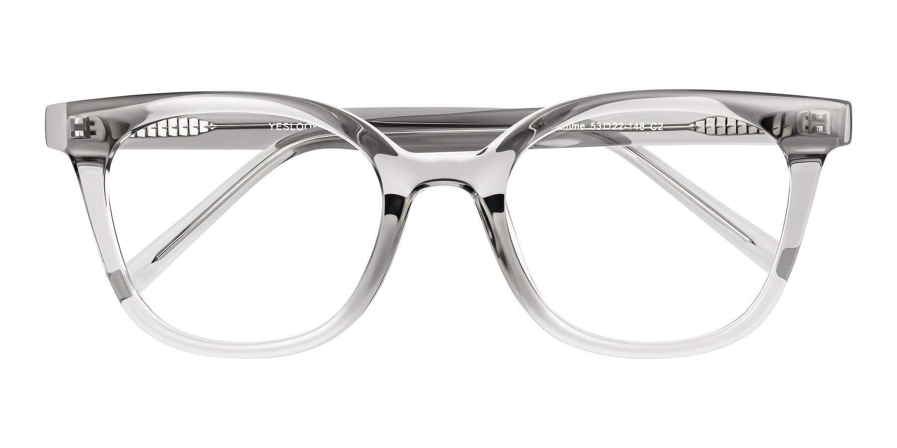 Folded Front of Jeromme in Transparent Gray with Clear Eyeglass Lenses