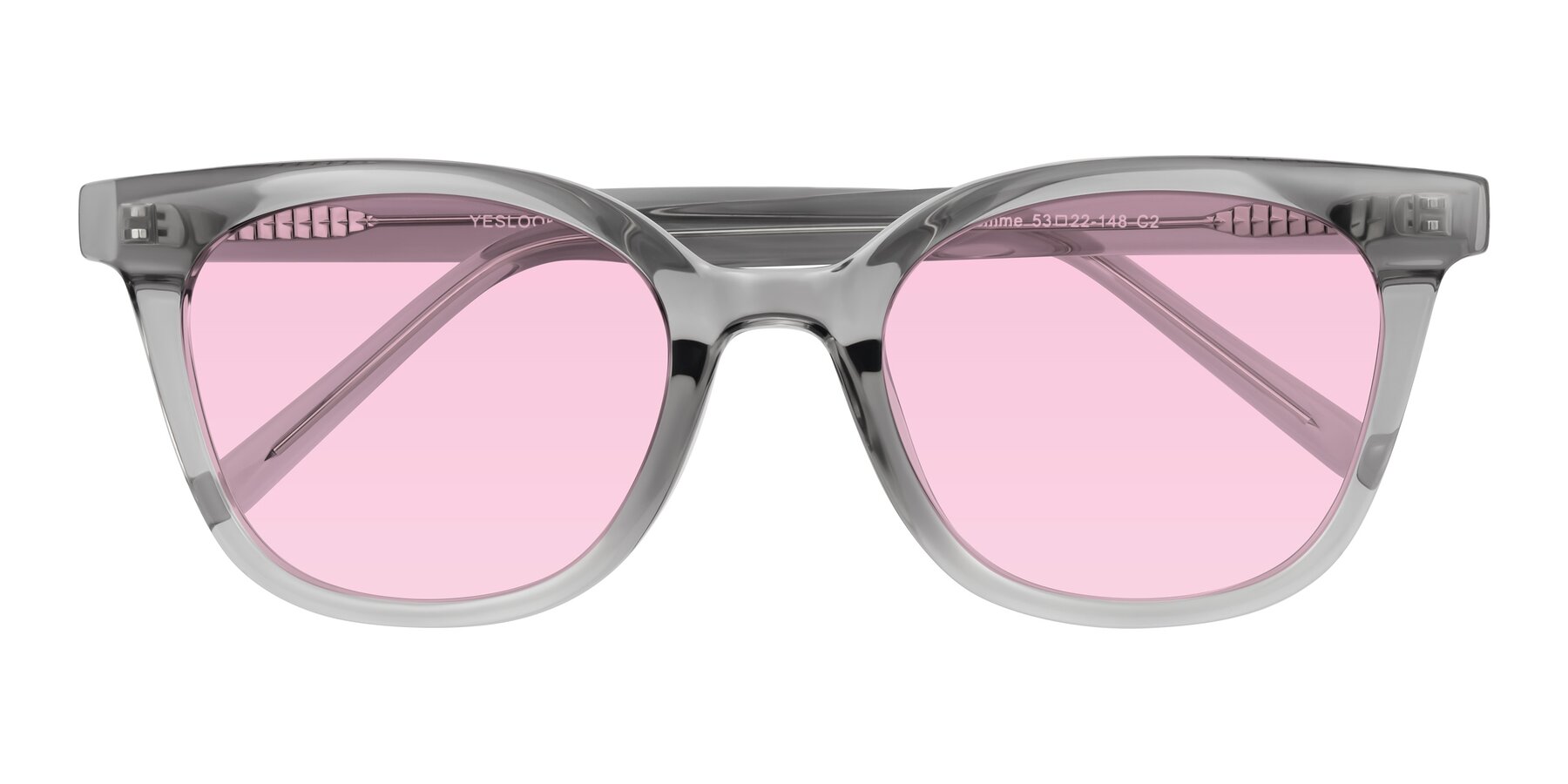 Folded Front of Jeromme in Transparent Gray with Light Pink Tinted Lenses