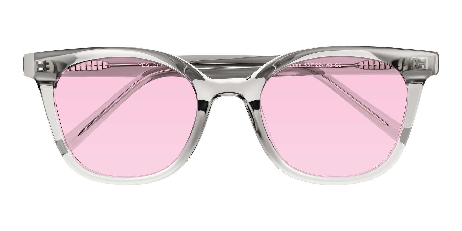 Folded Front of Jeromme in Transparent Gray with Light Pink Tinted Lenses