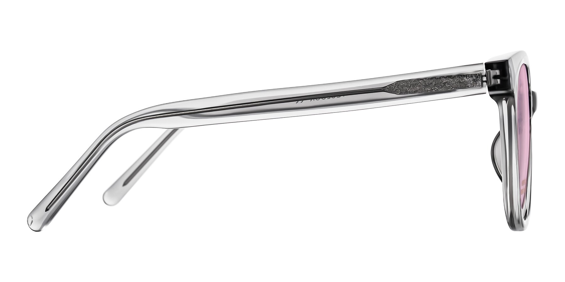 Side of Jeromme in Transparent Gray with Light Pink Tinted Lenses