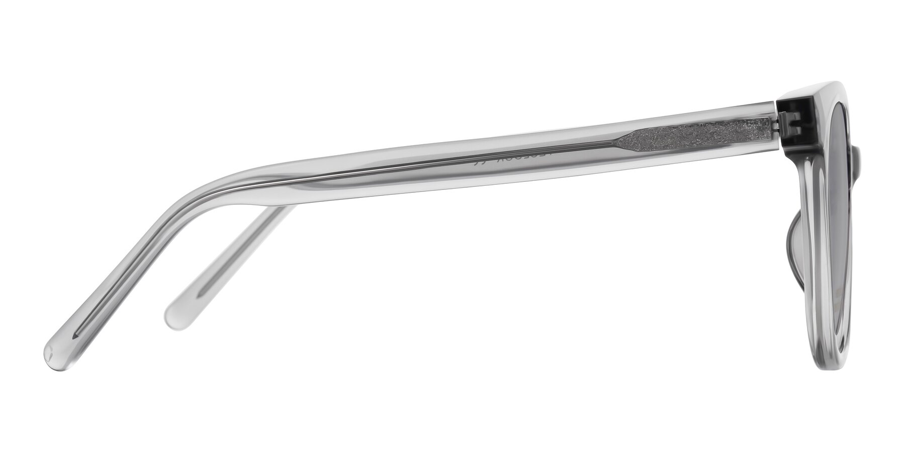 Side of Jeromme in Transparent Gray with Light Gray Tinted Lenses