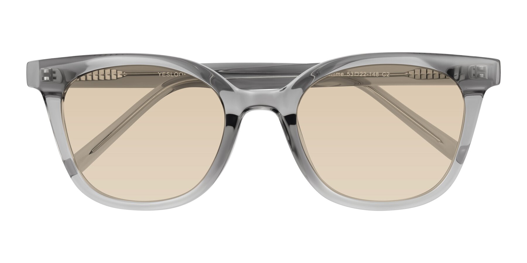 Folded Front of Jeromme in Transparent Gray with Light Brown Tinted Lenses