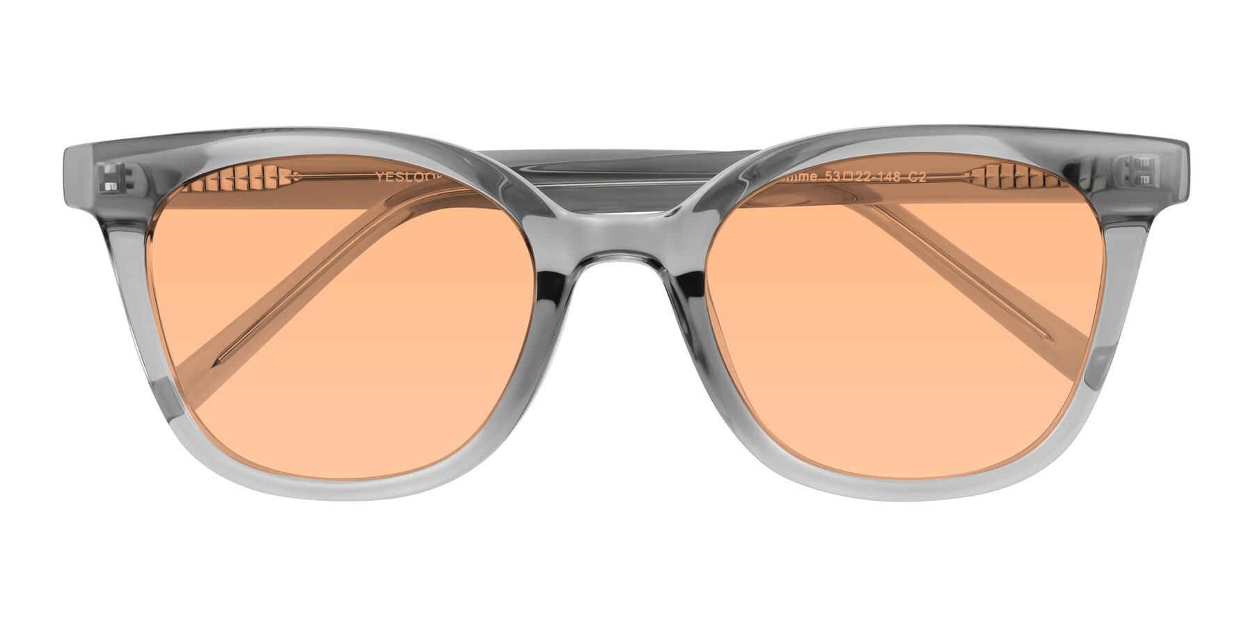 Folded Front of Jeromme in Transparent Gray with Light Orange Tinted Lenses