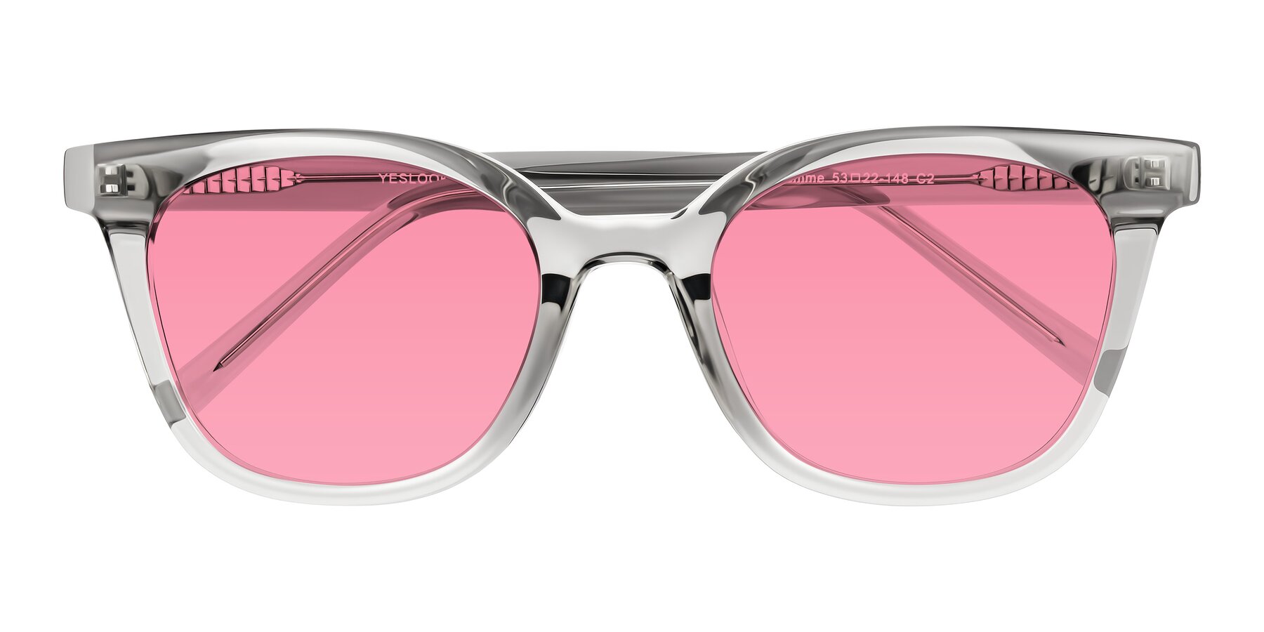 Folded Front of Jeromme in Transparent Gray with Pink Tinted Lenses