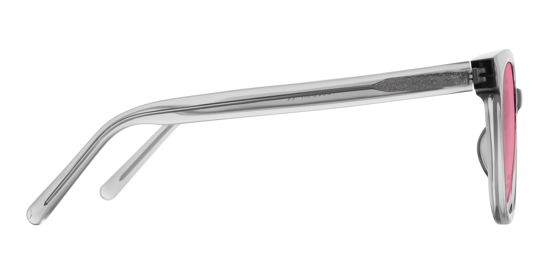 Side of Jeromme in Transparent Gray with Pink Tinted Lenses