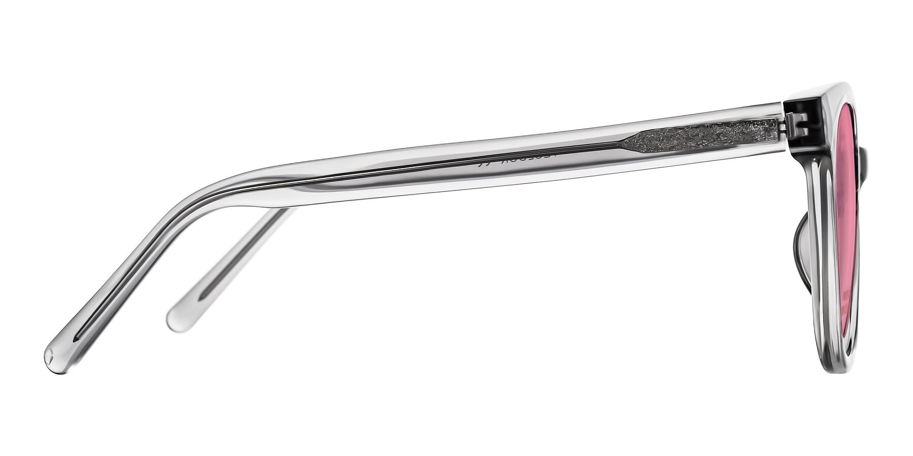 Side of Jeromme in Transparent Gray with Pink Tinted Lenses