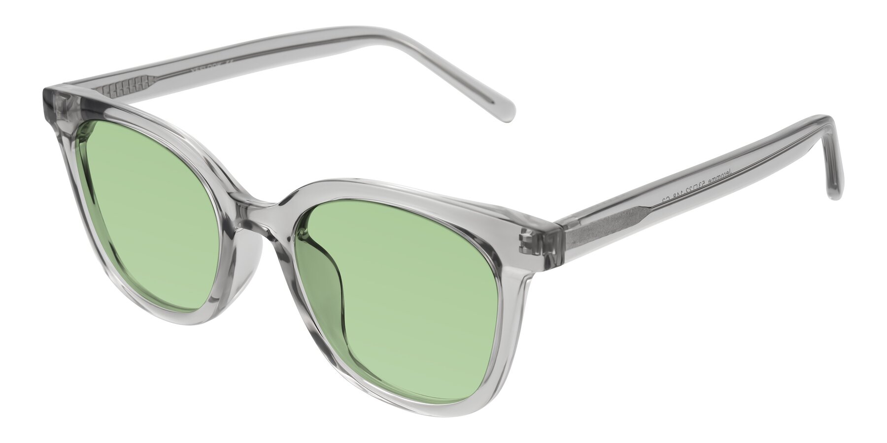 Angle of Jeromme in Transparent Gray with Medium Green Tinted Lenses