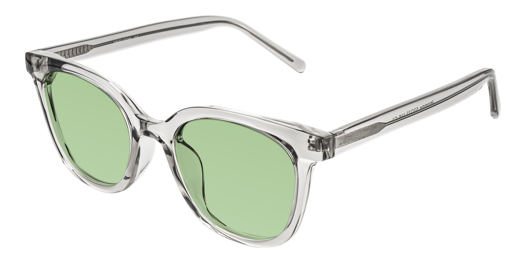 Angle of Jeromme in Transparent Gray with Medium Green Tinted Lenses