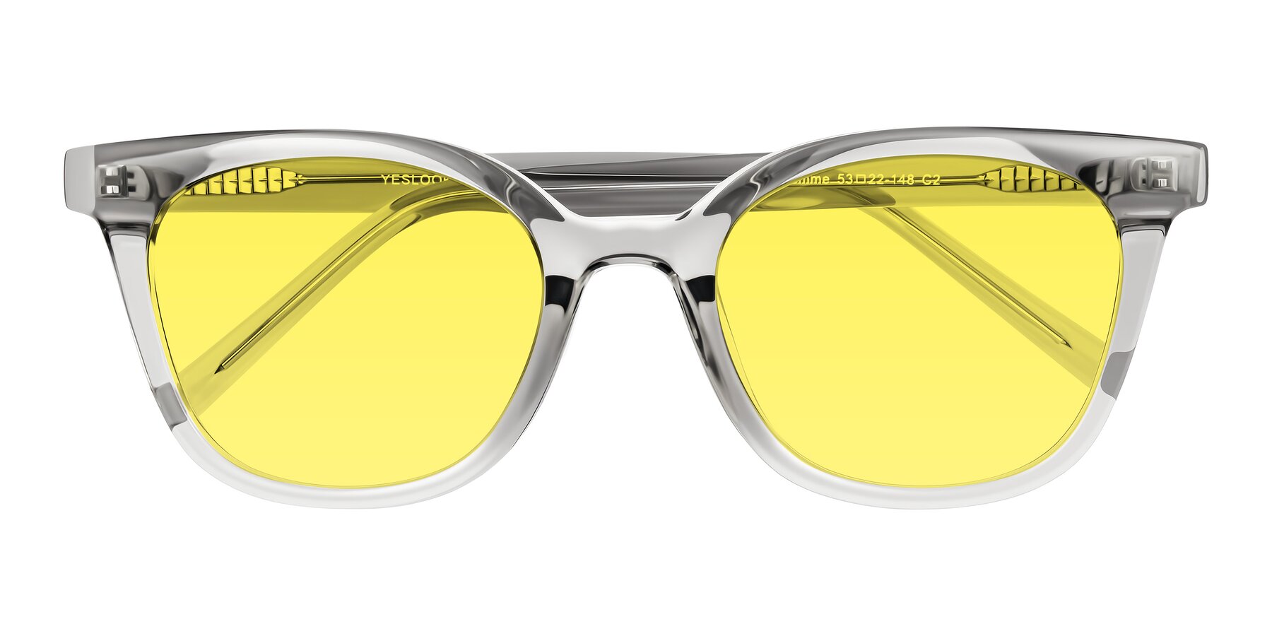 Folded Front of Jeromme in Transparent Gray with Medium Yellow Tinted Lenses