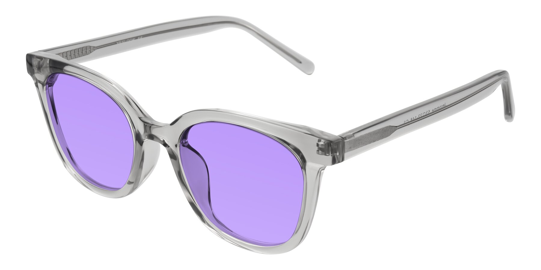 Angle of Jeromme in Transparent Gray with Medium Purple Tinted Lenses