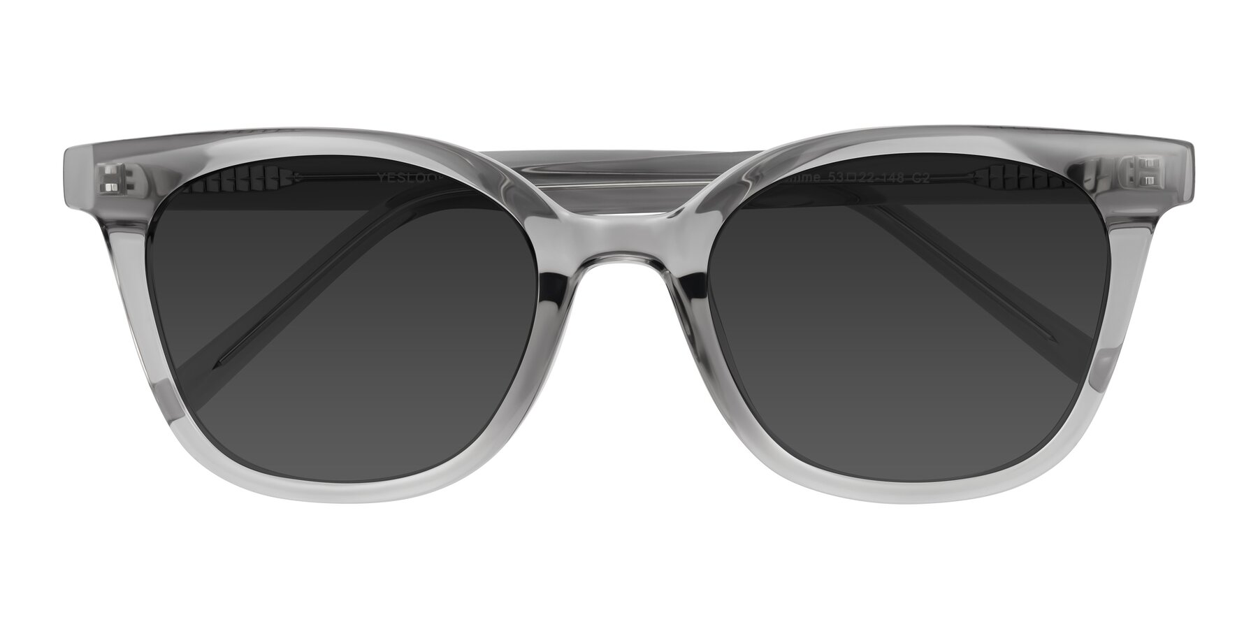 Folded Front of Jeromme in Transparent Gray with Gray Tinted Lenses