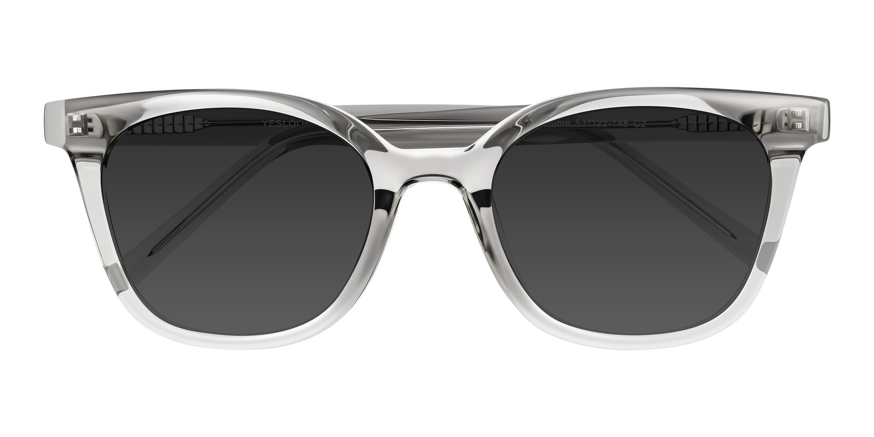 Folded Front of Jeromme in Transparent Gray with Gray Tinted Lenses