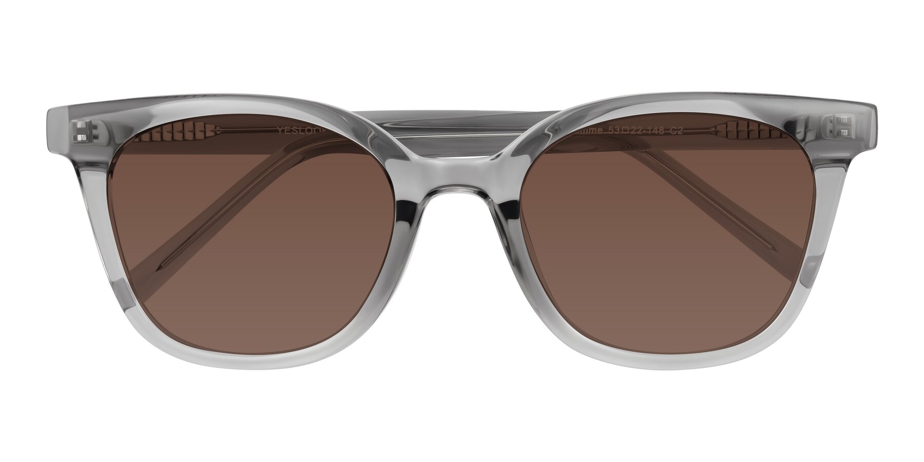 Folded Front of Jeromme in Transparent Gray with Brown Tinted Lenses