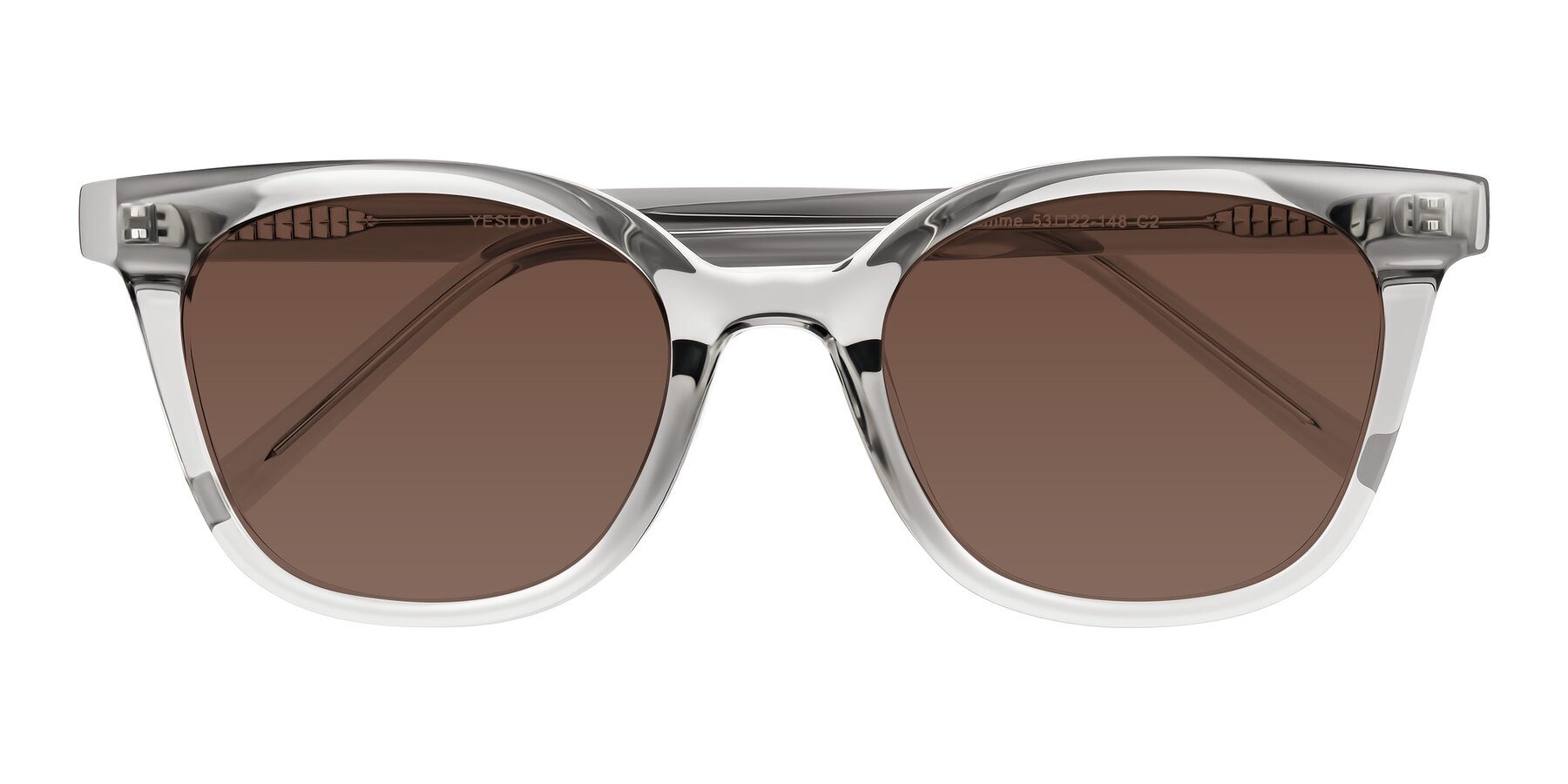 Folded Front of Jeromme in Transparent Gray with Brown Tinted Lenses