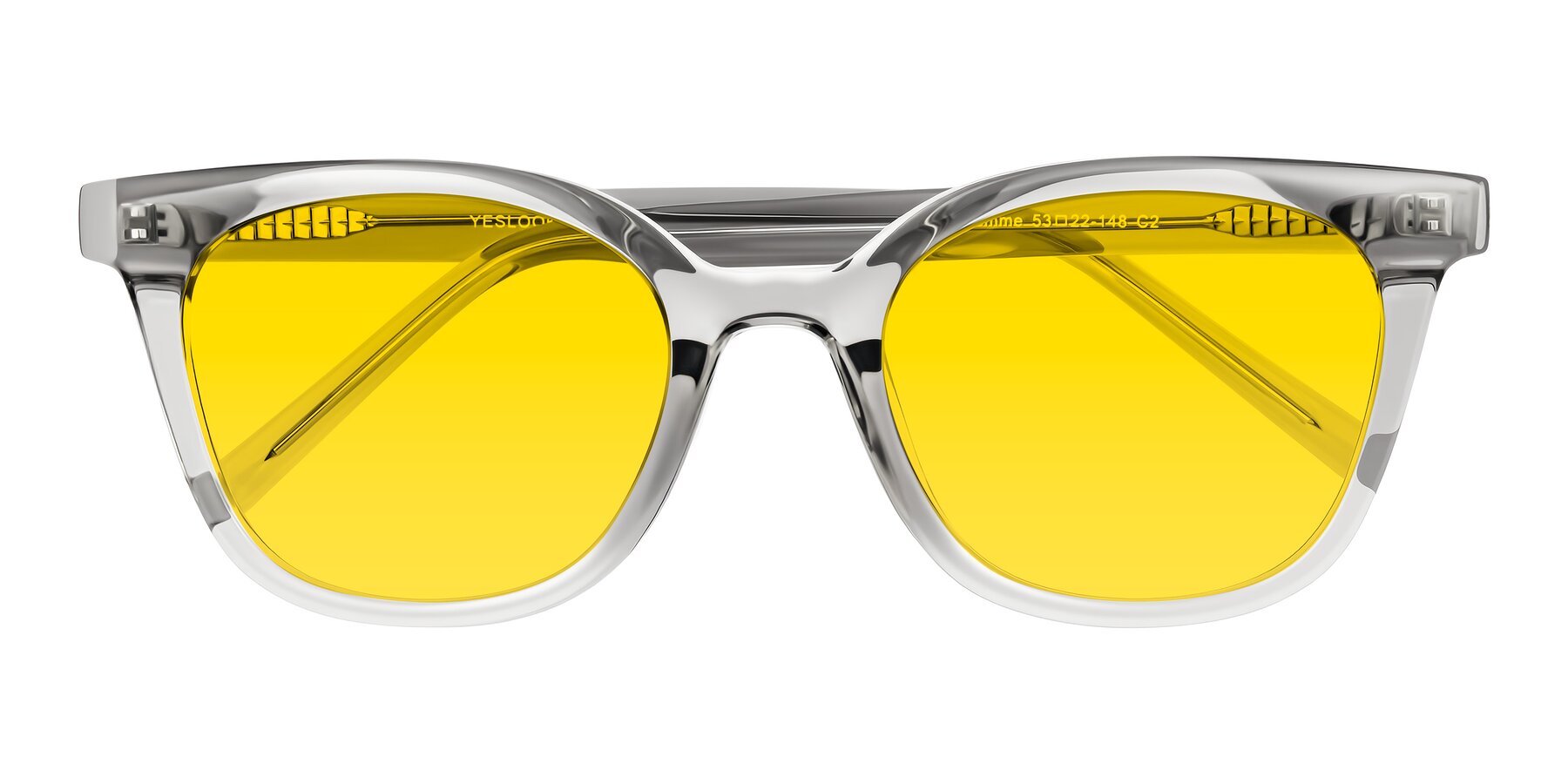 Folded Front of Jeromme in Transparent Gray with Yellow Tinted Lenses