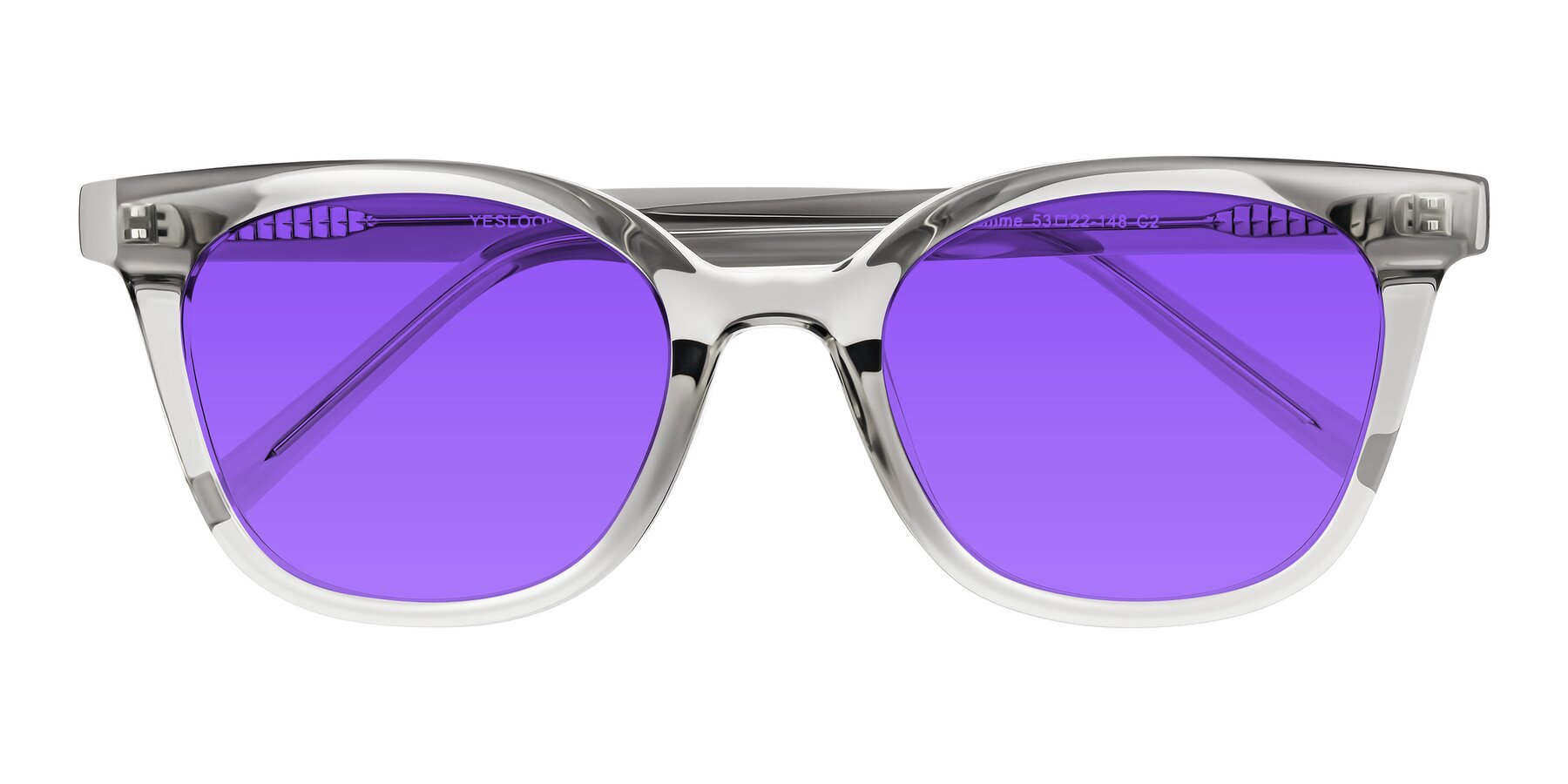 Folded Front of Jeromme in Transparent Gray with Purple Tinted Lenses