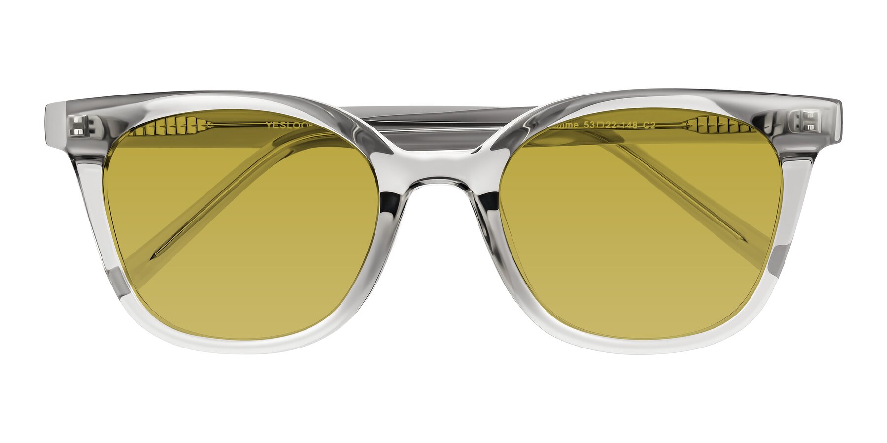 Folded Front of Jeromme in Transparent Gray with Champagne Tinted Lenses