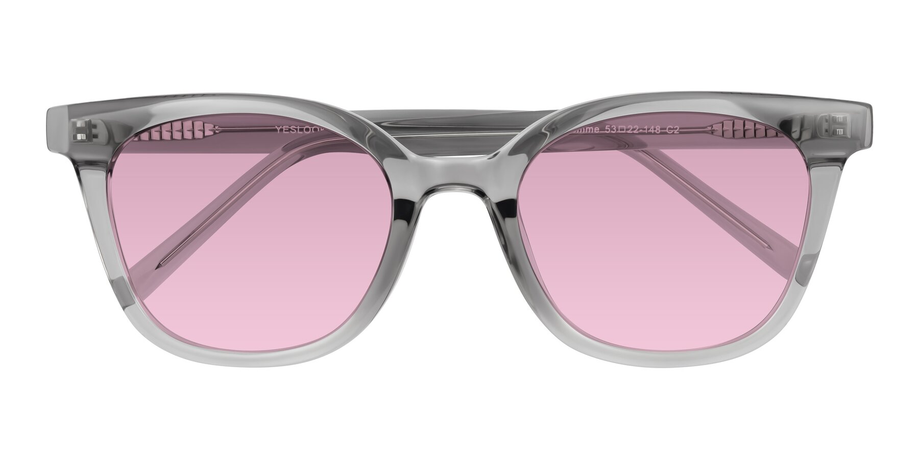 Folded Front of Jeromme in Transparent Gray with Light Wine Tinted Lenses