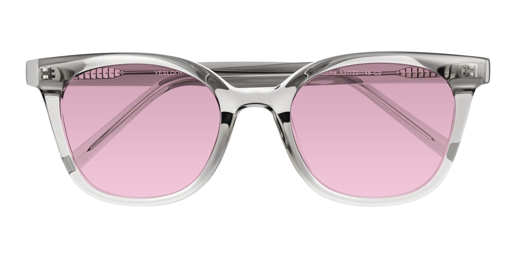 Folded Front of Jeromme in Transparent Gray with Light Wine Tinted Lenses