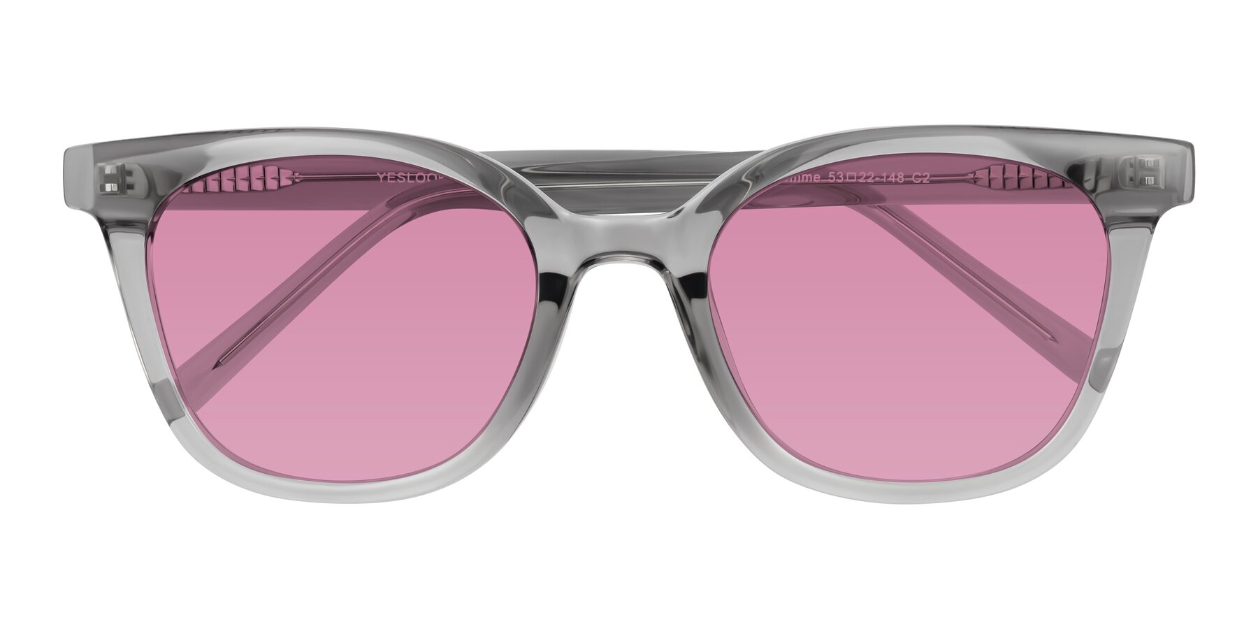 Folded Front of Jeromme in Transparent Gray with Medium Wine Tinted Lenses