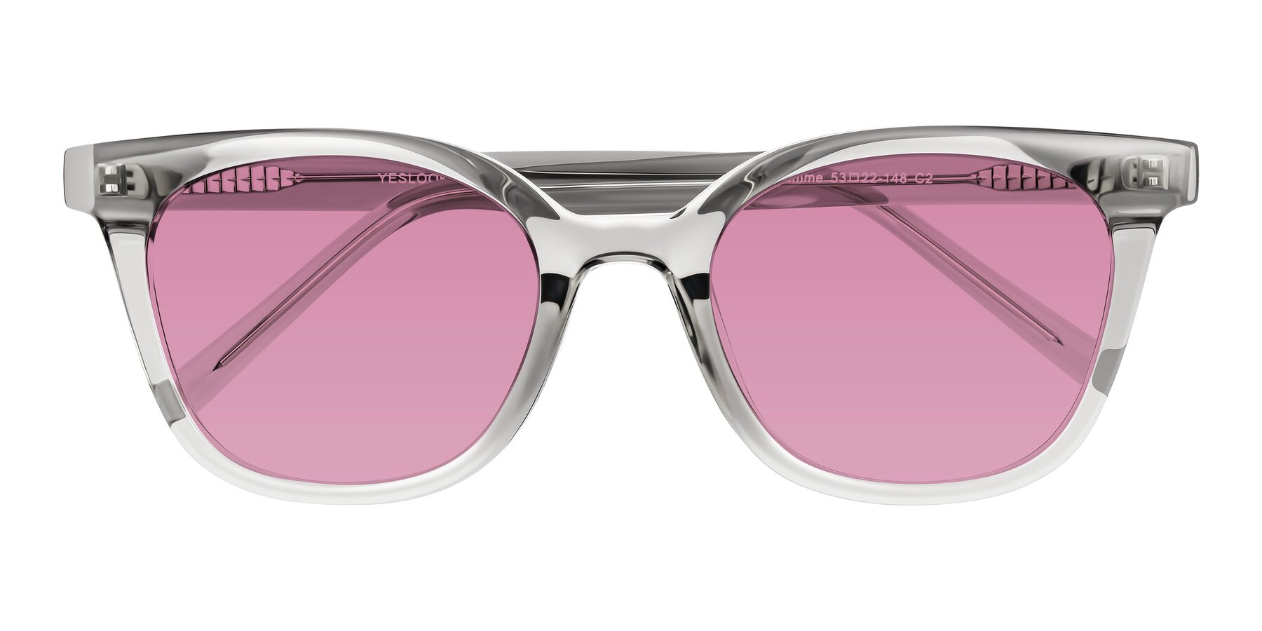 Folded Front of Jeromme in Transparent Gray with Medium Wine Tinted Lenses