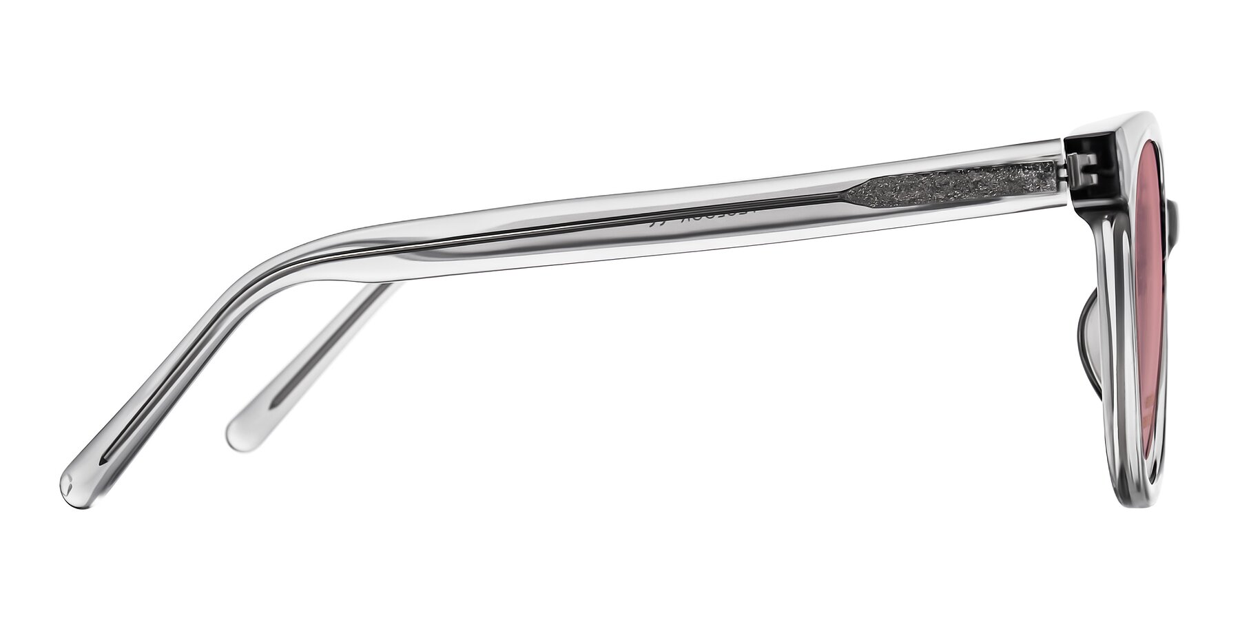 Side of Jeromme in Transparent Gray with Medium Garnet Tinted Lenses