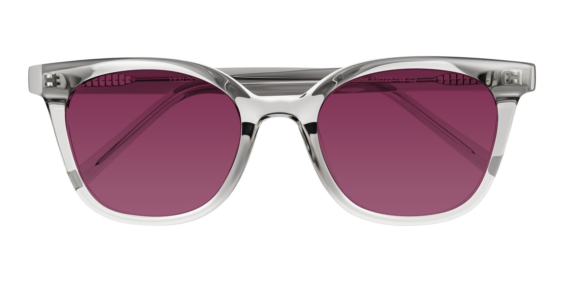 Folded Front of Jeromme in Transparent Gray with Wine Tinted Lenses