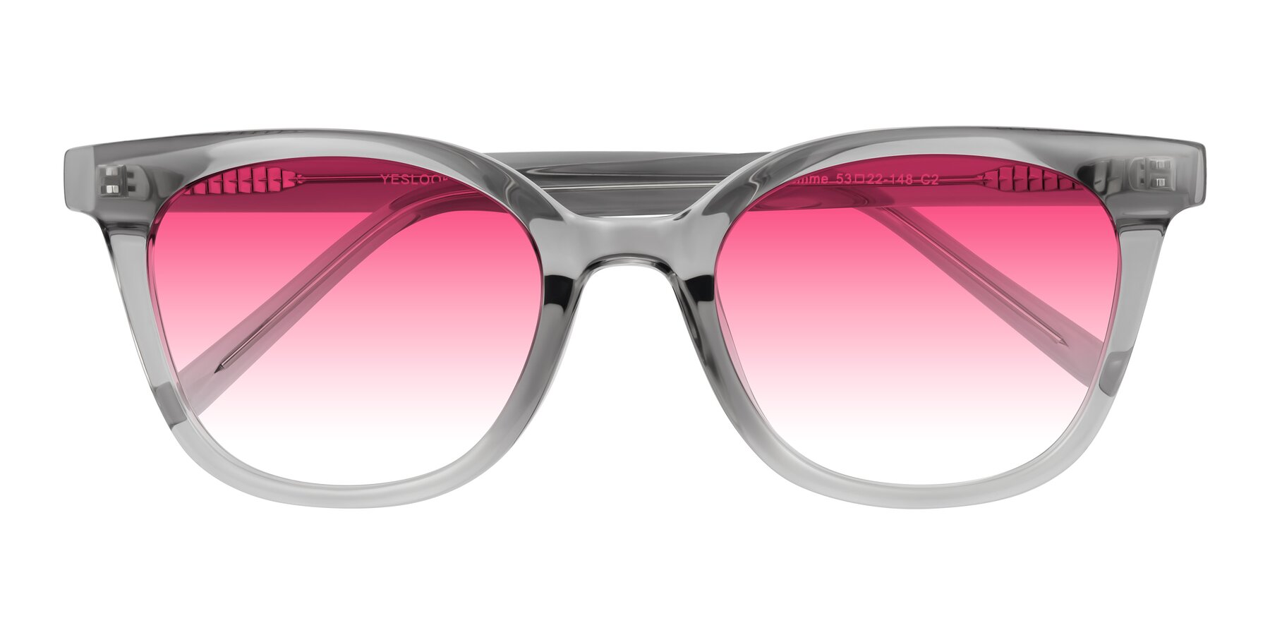Folded Front of Jeromme in Transparent Gray with Pink Gradient Lenses