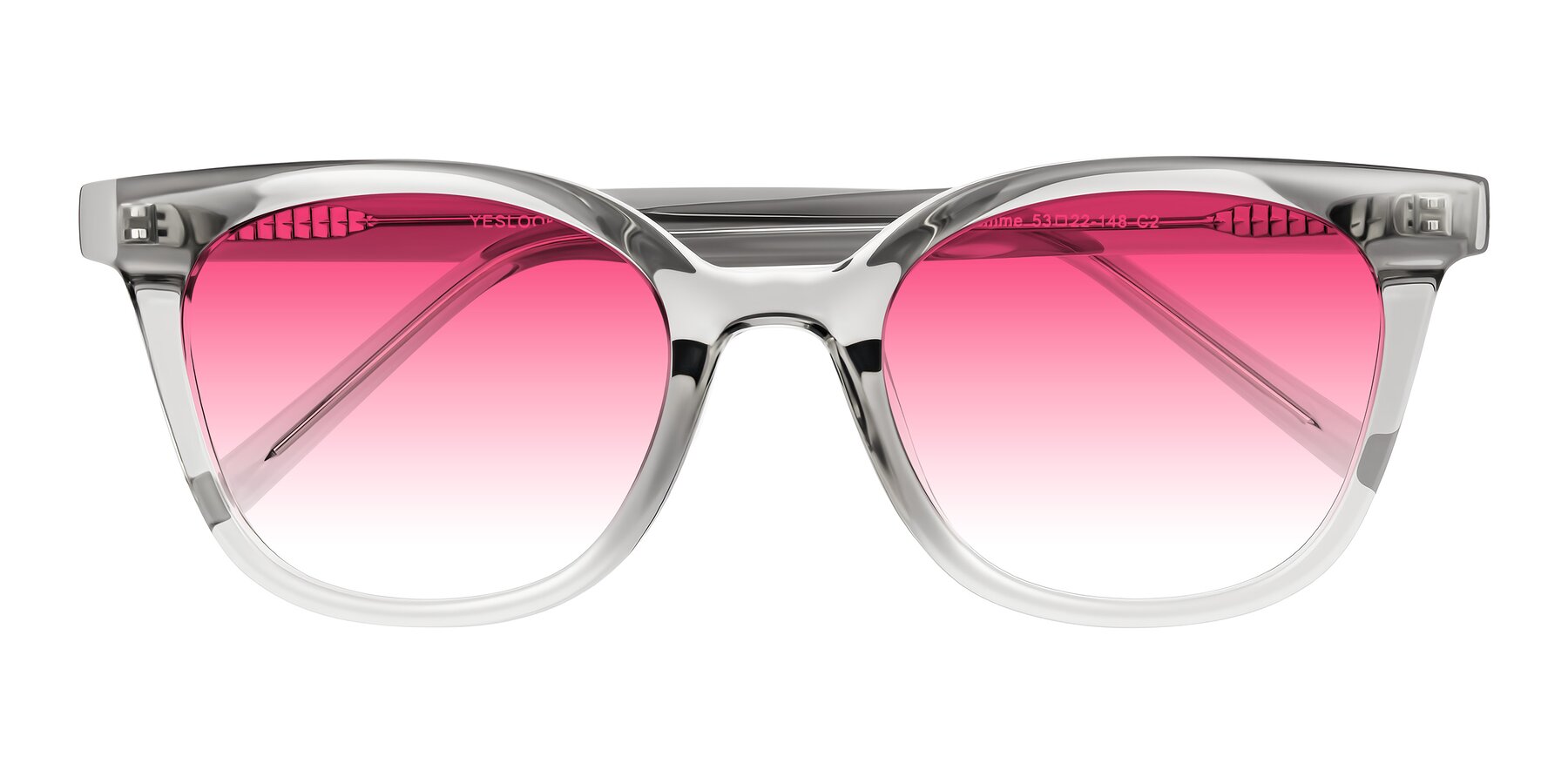Folded Front of Jeromme in Transparent Gray with Pink Gradient Lenses