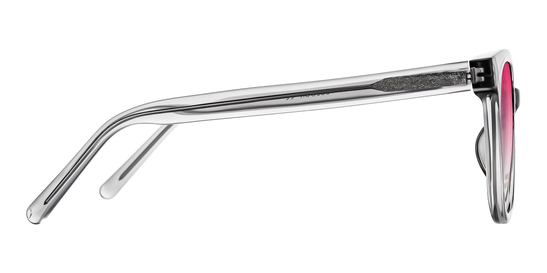 Side of Jeromme in Transparent Gray with Pink Gradient Lenses