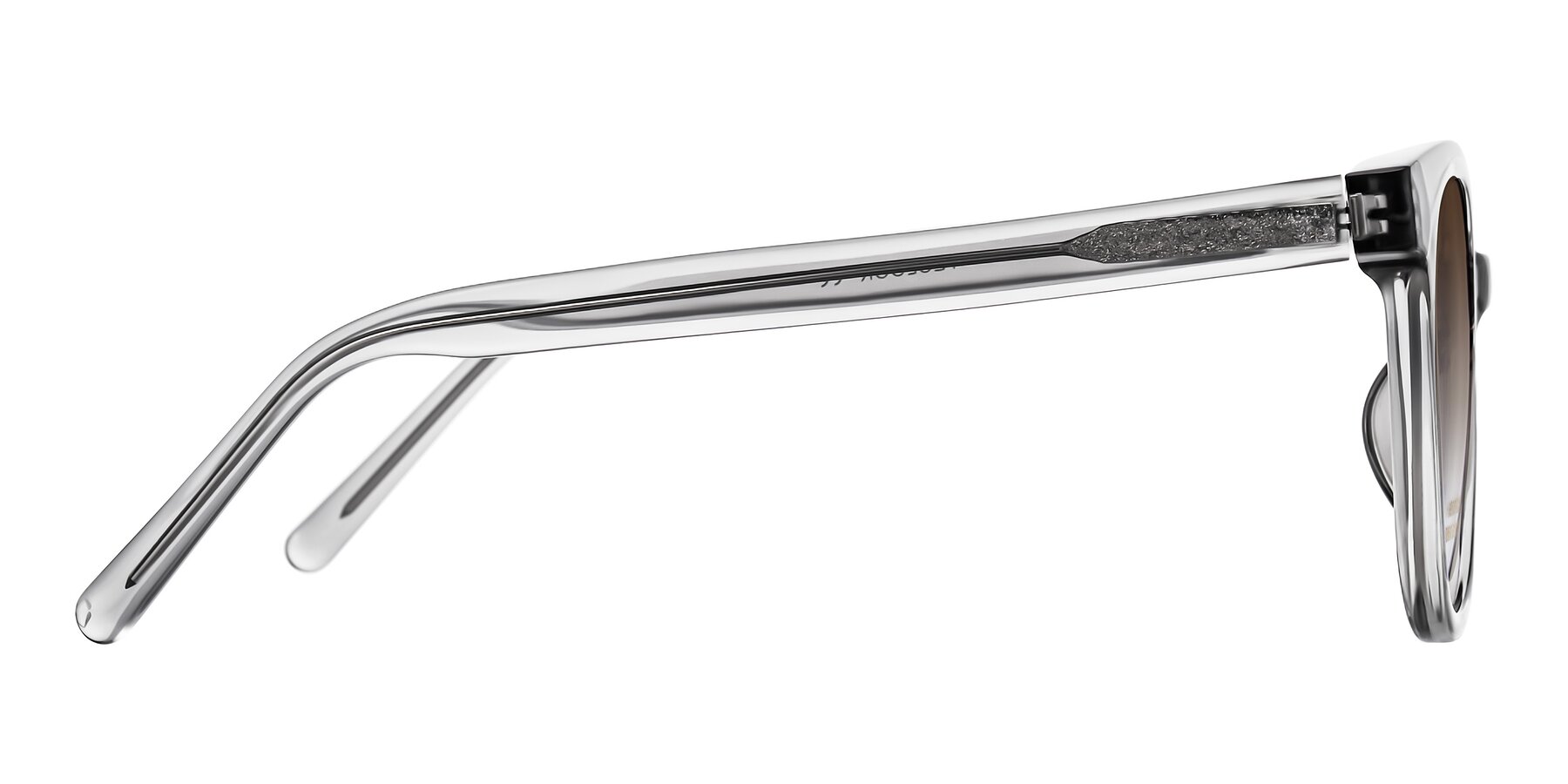 Side of Jeromme in Transparent Gray with Brown Gradient Lenses