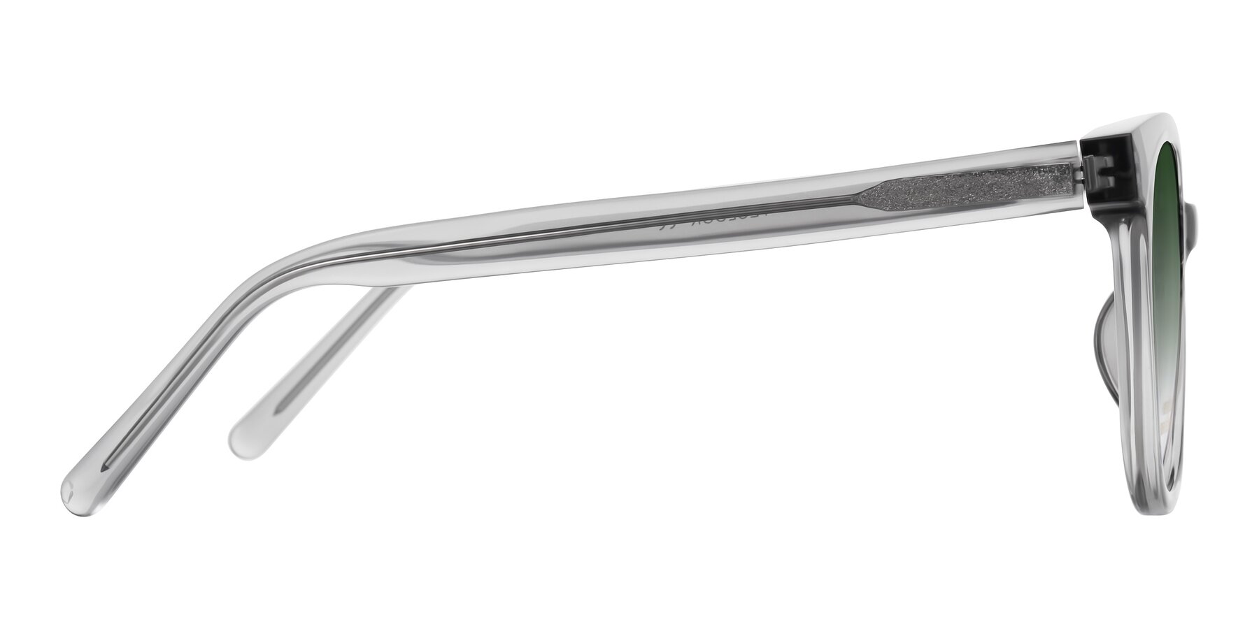 Side of Jeromme in Transparent Gray with Green Gradient Lenses
