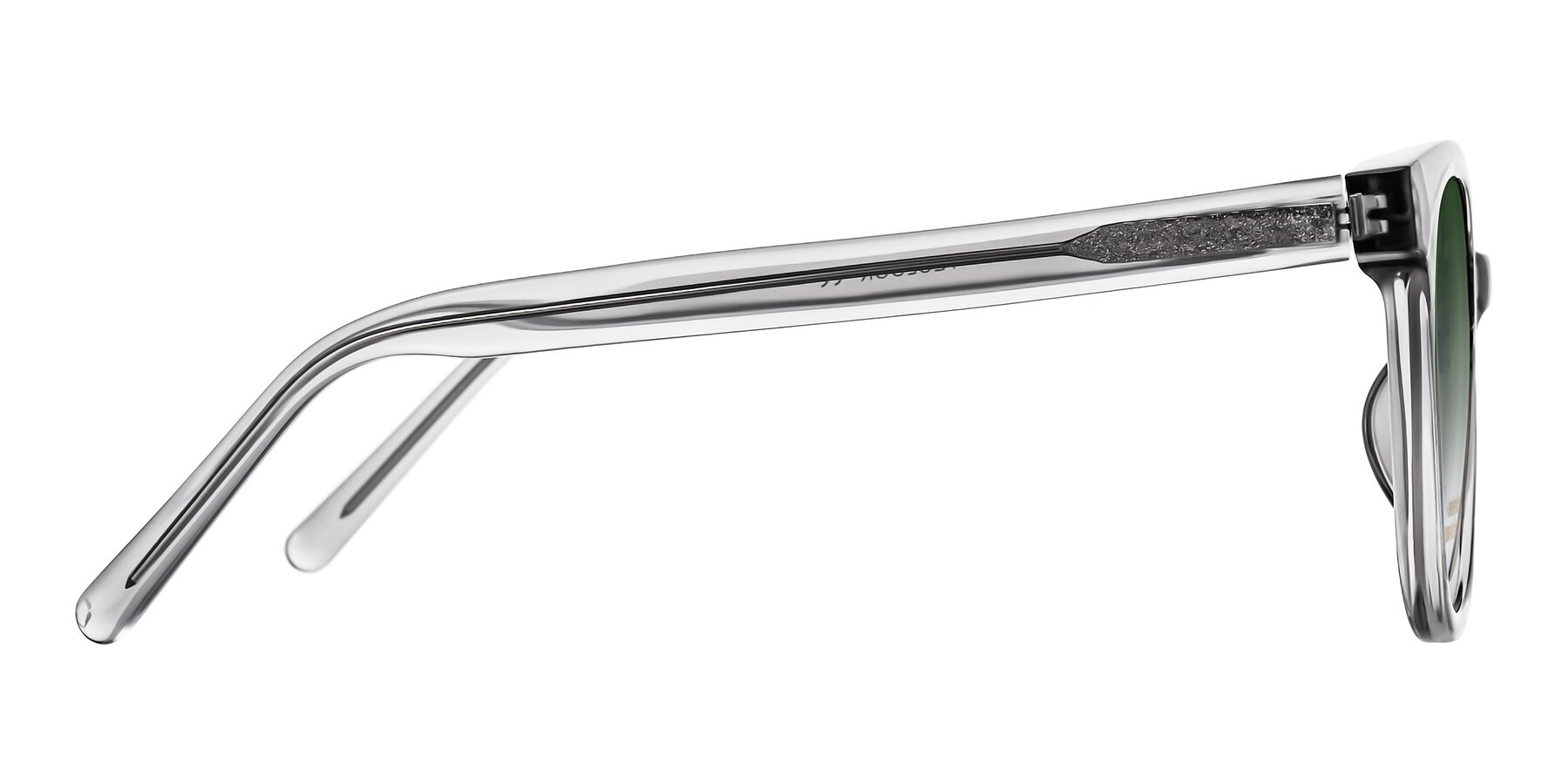 Side of Jeromme in Transparent Gray with Green Gradient Lenses