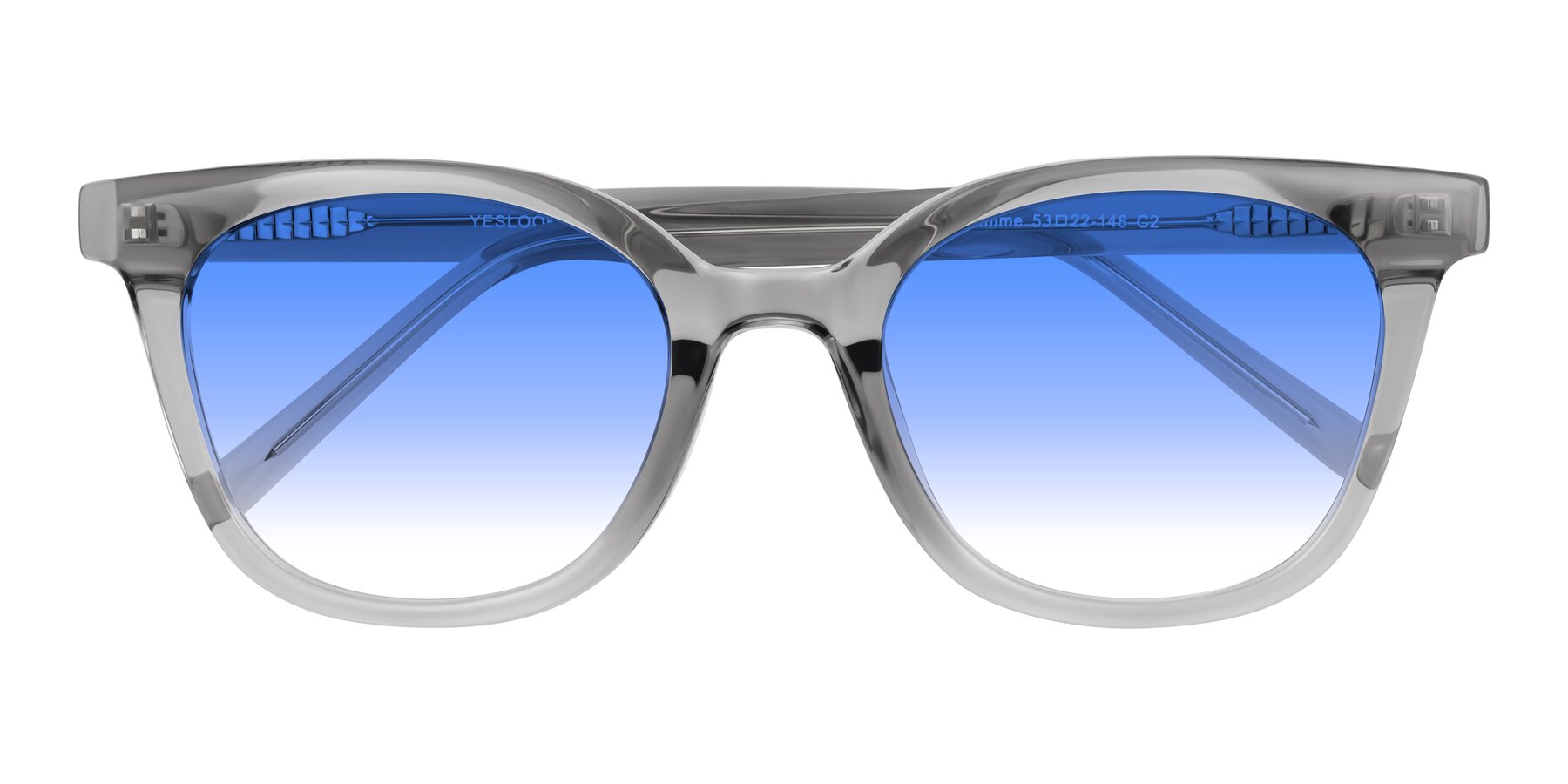 Folded Front of Jeromme in Transparent Gray with Blue Gradient Lenses